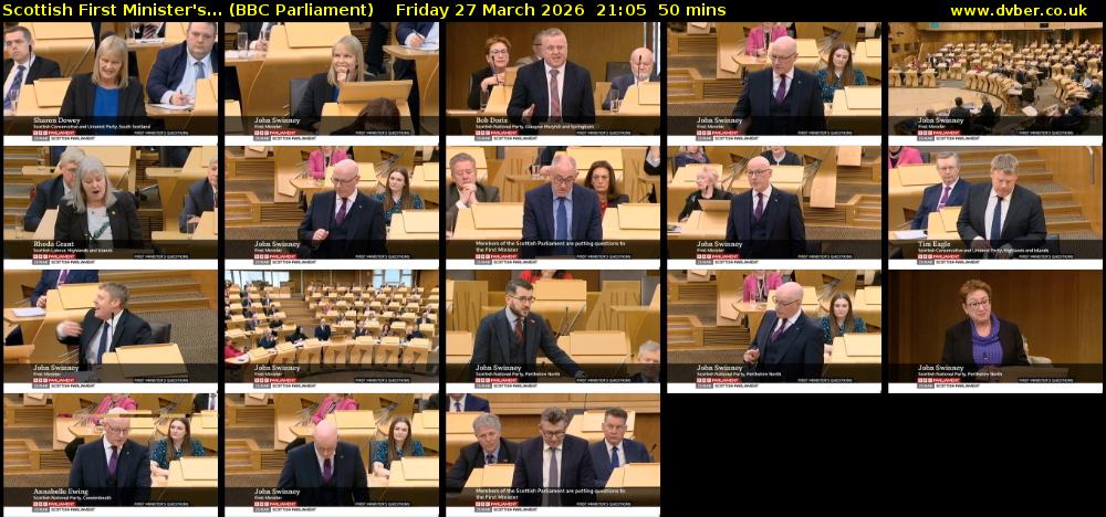 Scottish First Minister's... (BBC Parliament) Friday 27 March 2026 21:05 - 21:55