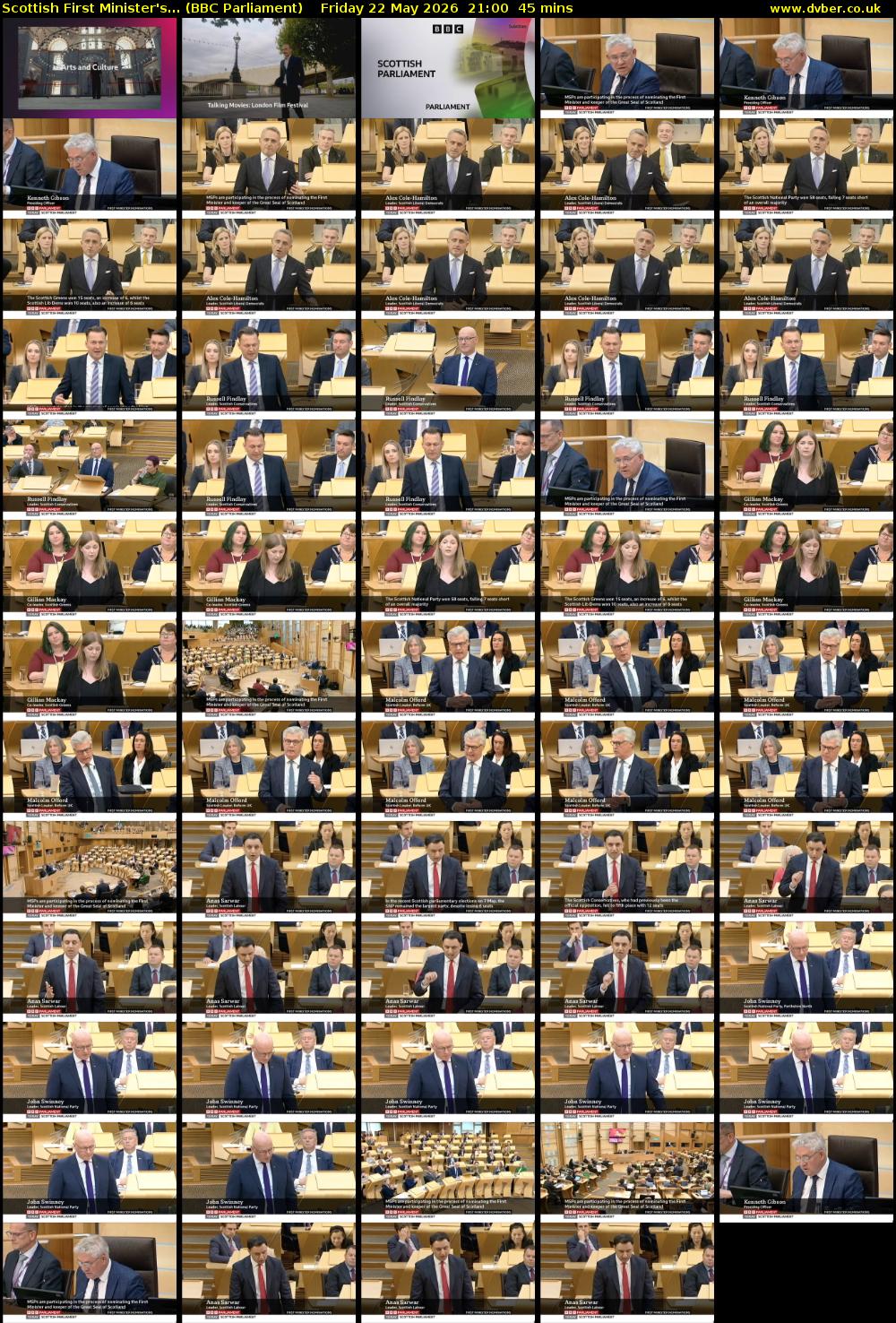 Scottish First Minister's... (BBC Parliament) Friday 22 May 2026 21:00 - 21:45