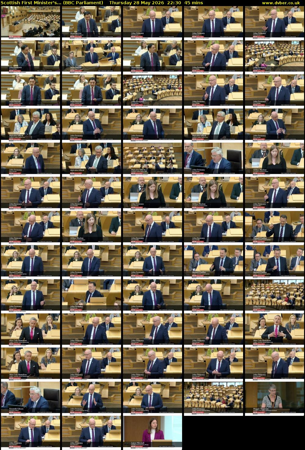 Scottish First Minister's... (BBC Parliament) Thursday 28 May 2026 22:30 - 23:15