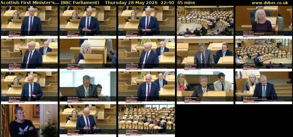 Scottish First Minister's... (BBC Parliament) Thursday 28 May 2026 22:40 - 23:25
