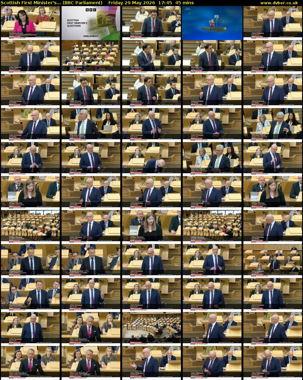 Scottish First Minister's... (BBC Parliament) Friday 29 May 2026 17:45 - 18:30