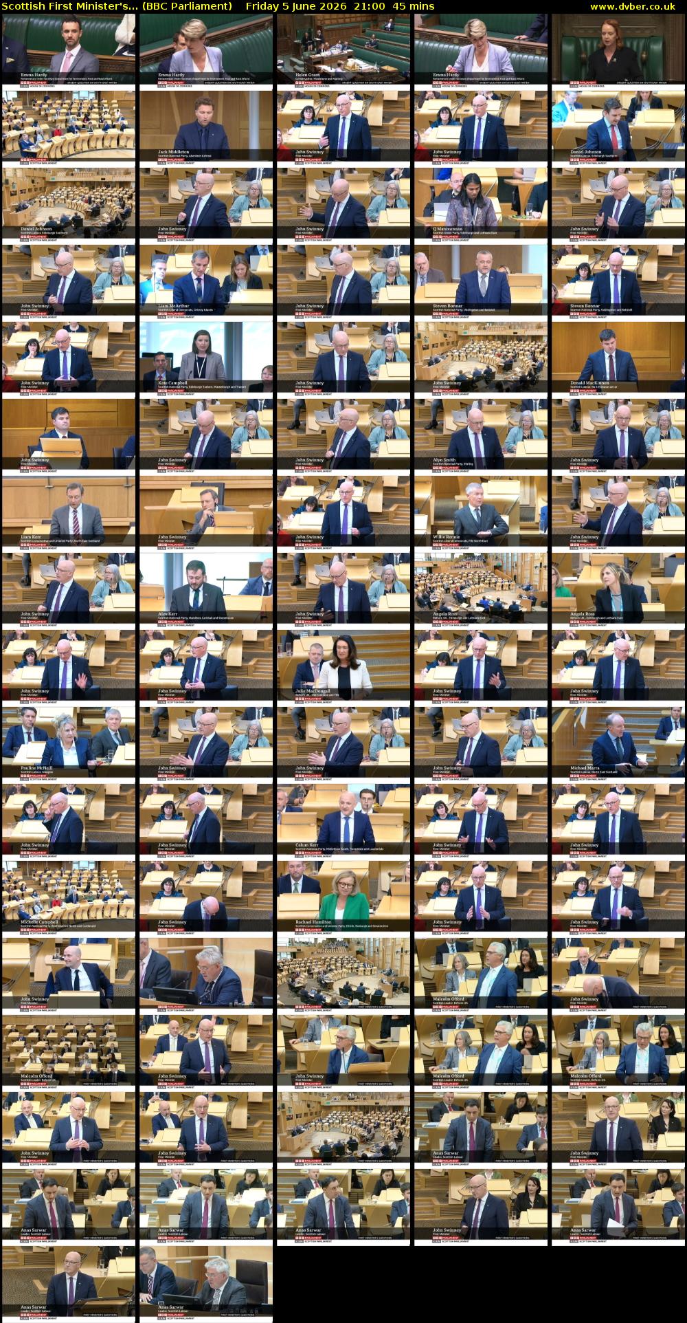 Scottish First Minister's... (BBC Parliament) Friday 5 June 2026 21:00 - 21:45