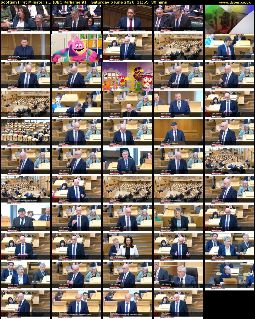 Scottish First Minister's... (BBC Parliament) Saturday 6 June 2026 11:55 - 12:25