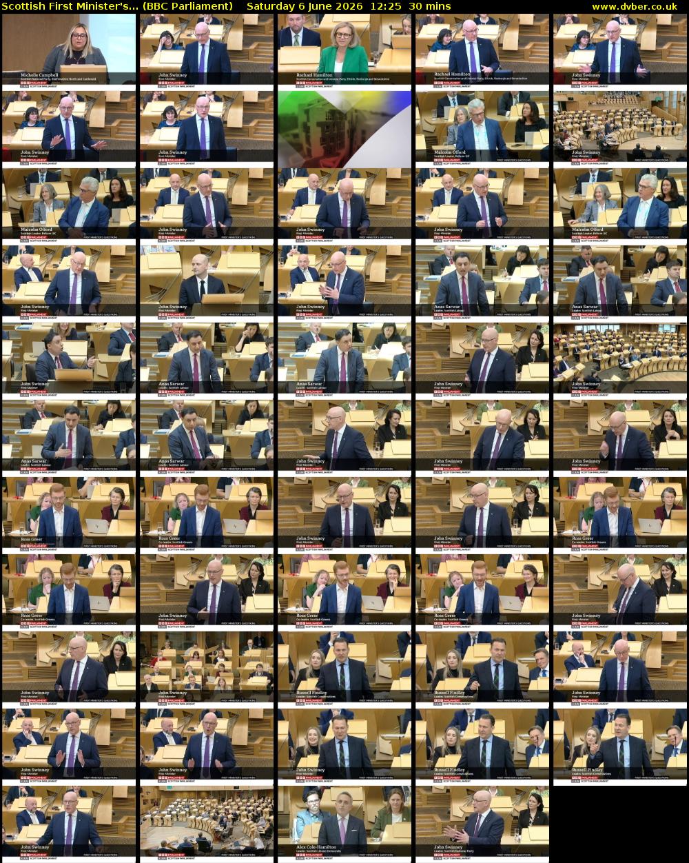 Scottish First Minister's... (BBC Parliament) Saturday 6 June 2026 12:25 - 12:55