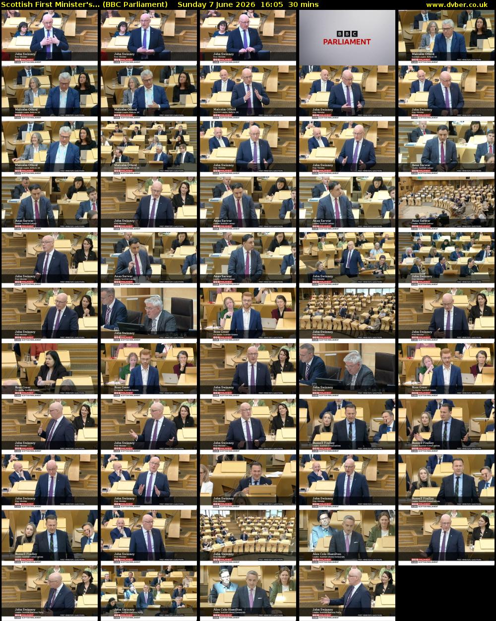 Scottish First Minister's... (BBC Parliament) Sunday 7 June 2026 16:05 - 16:35