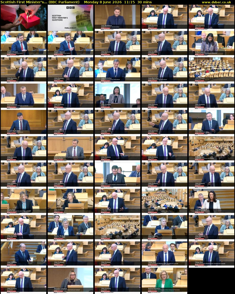Scottish First Minister's... (BBC Parliament) Monday 8 June 2026 11:15 - 11:45