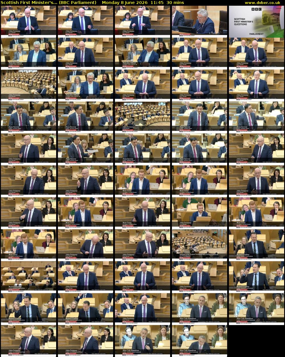 Scottish First Minister's... (BBC Parliament) Monday 8 June 2026 11:45 - 12:15