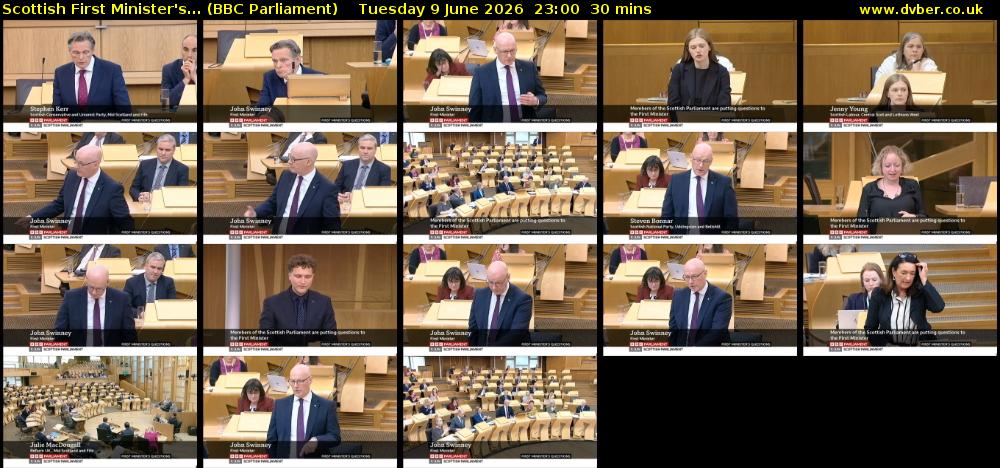 Scottish First Minister's... (BBC Parliament) Tuesday 9 June 2026 23:00 - 23:30