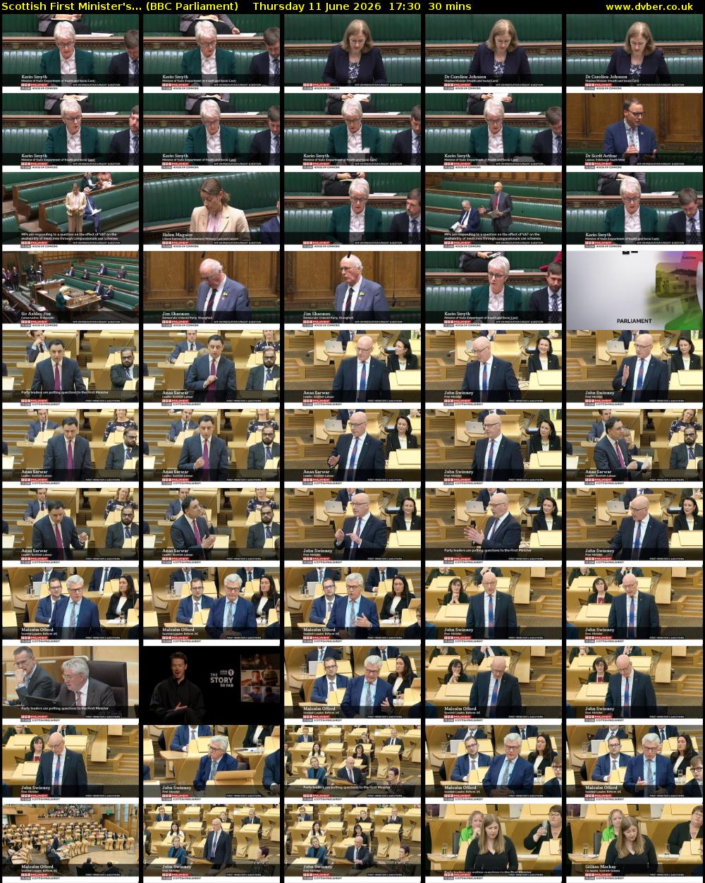 Scottish First Minister's... (BBC Parliament) Thursday 11 June 2026 17:30 - 18:00