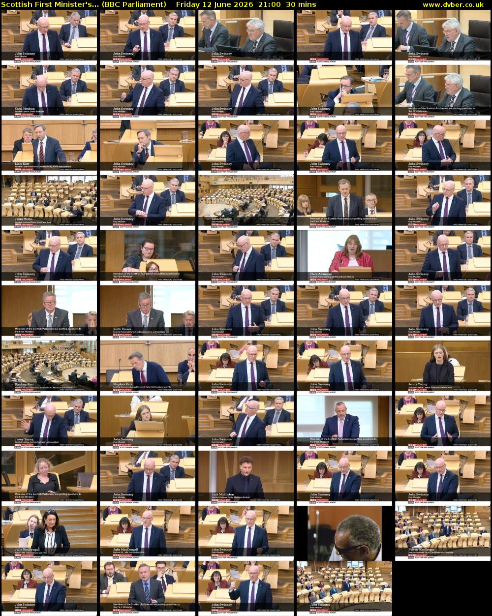Scottish First Minister's... (BBC Parliament) Friday 12 June 2026 21:00 - 21:30