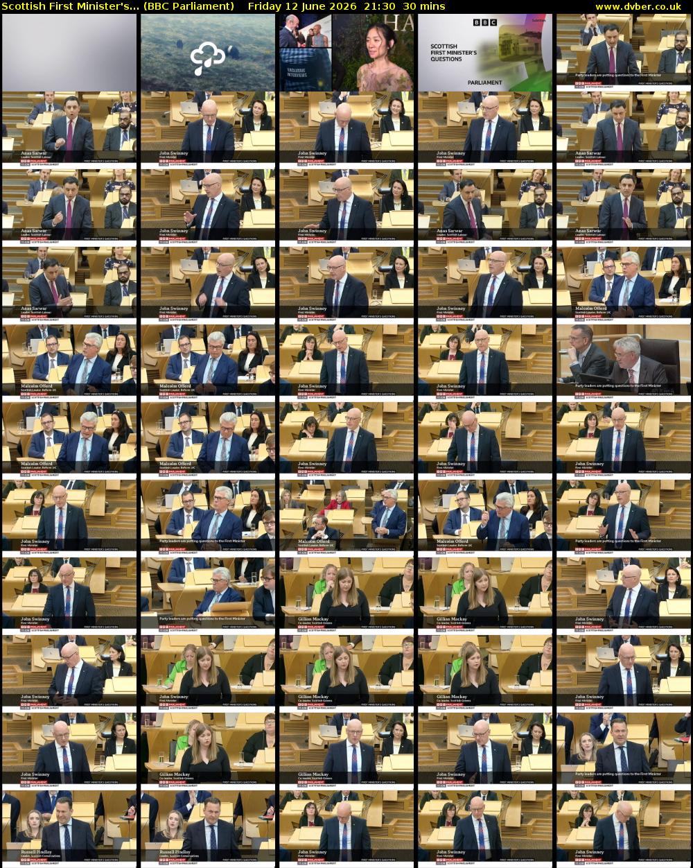Scottish First Minister's... (BBC Parliament) Friday 12 June 2026 21:30 - 22:00