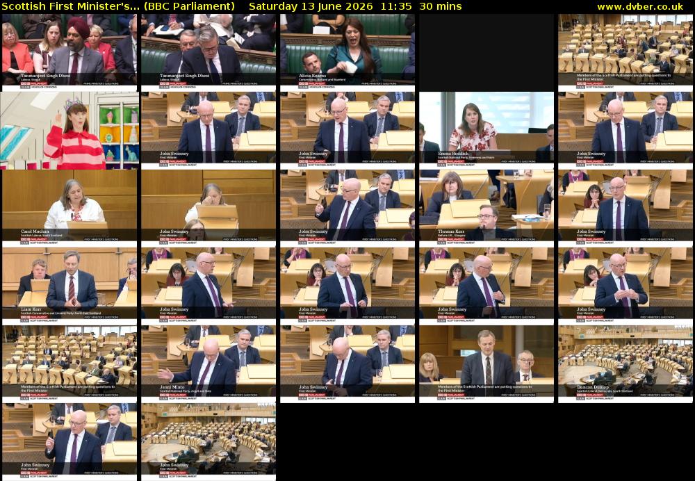 Scottish First Minister's... (BBC Parliament) Saturday 13 June 2026 11:35 - 12:05