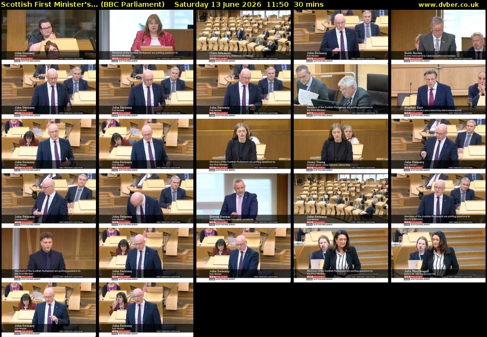 Scottish First Minister's... (BBC Parliament) Saturday 13 June 2026 11:50 - 12:20