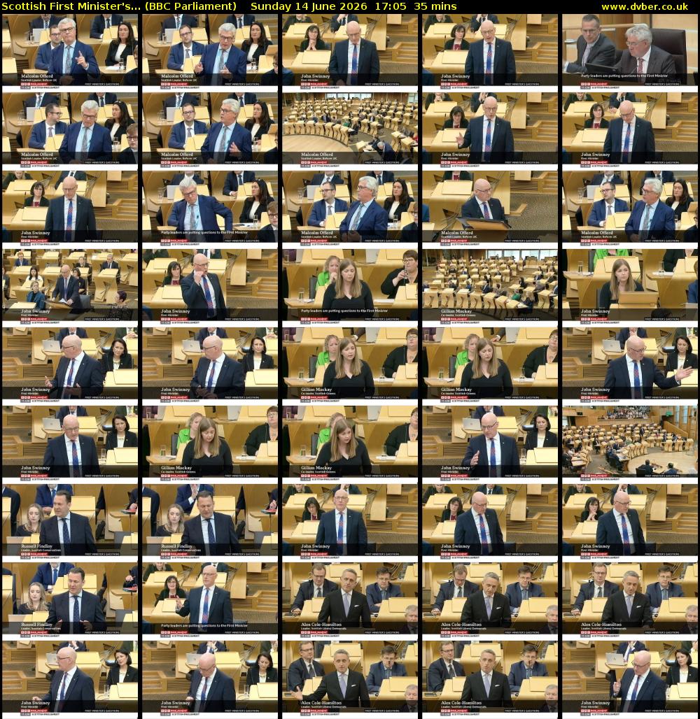 Scottish First Minister's... (BBC Parliament) Sunday 14 June 2026 17:05 - 17:40