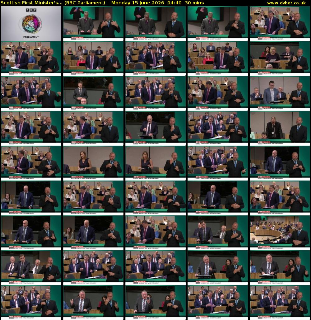 Scottish First Minister's... (BBC Parliament) Monday 15 June 2026 04:40 - 05:10