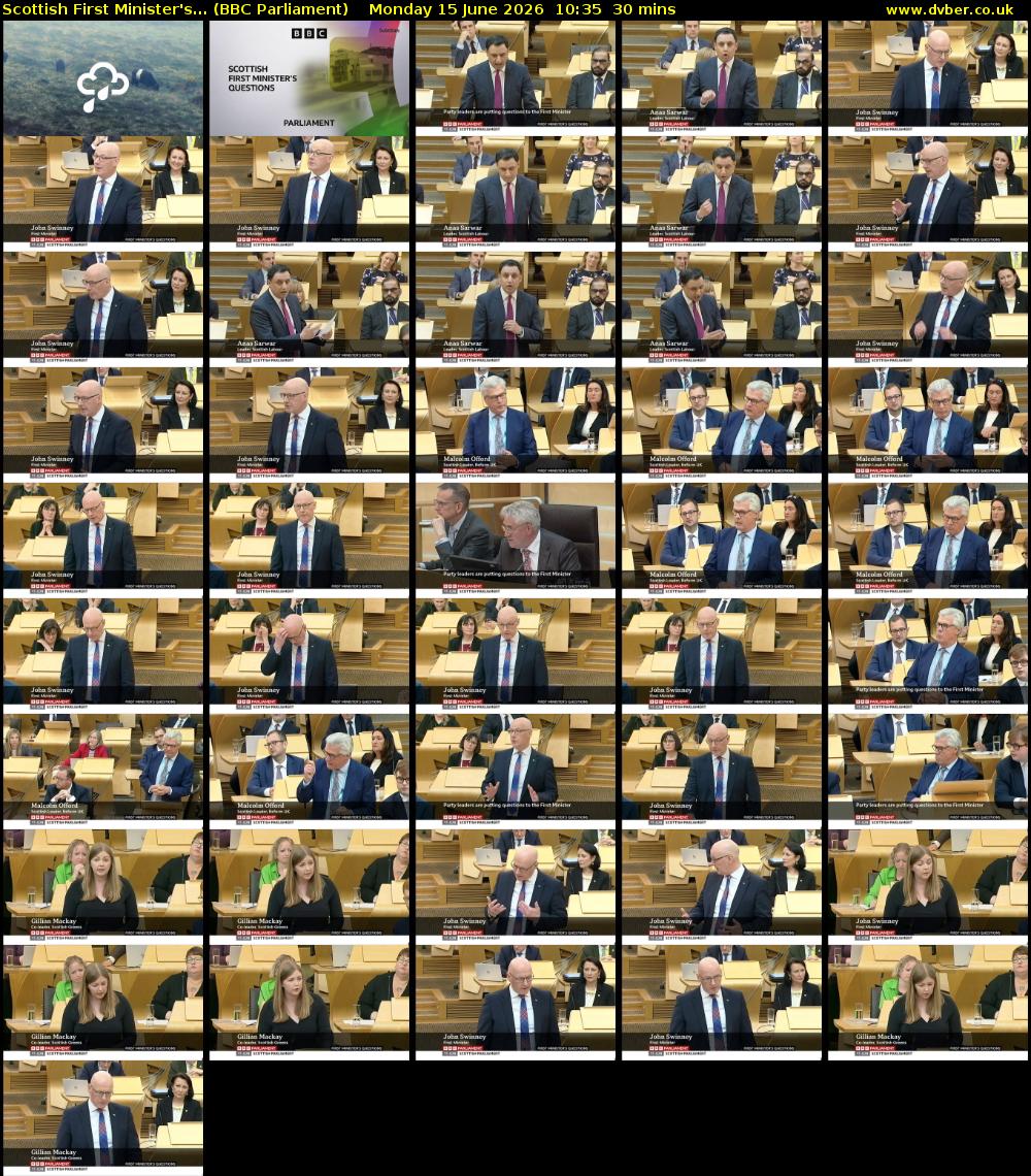 Scottish First Minister's... (BBC Parliament) Monday 15 June 2026 10:35 - 11:05