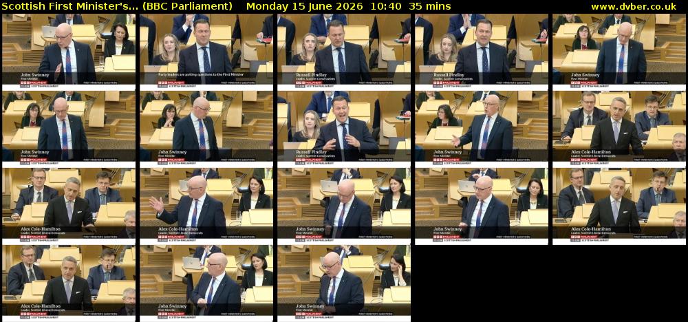 Scottish First Minister's... (BBC Parliament) Monday 15 June 2026 10:40 - 11:15