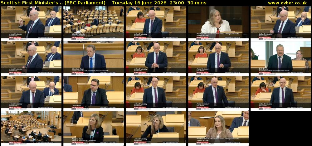 Scottish First Minister's... (BBC Parliament) Tuesday 16 June 2026 23:00 - 23:30
