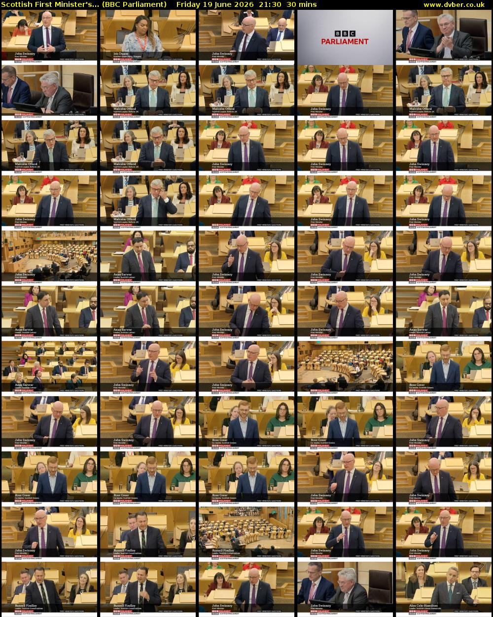 Scottish First Minister's... (BBC Parliament) Friday 19 June 2026 21:30 - 22:00