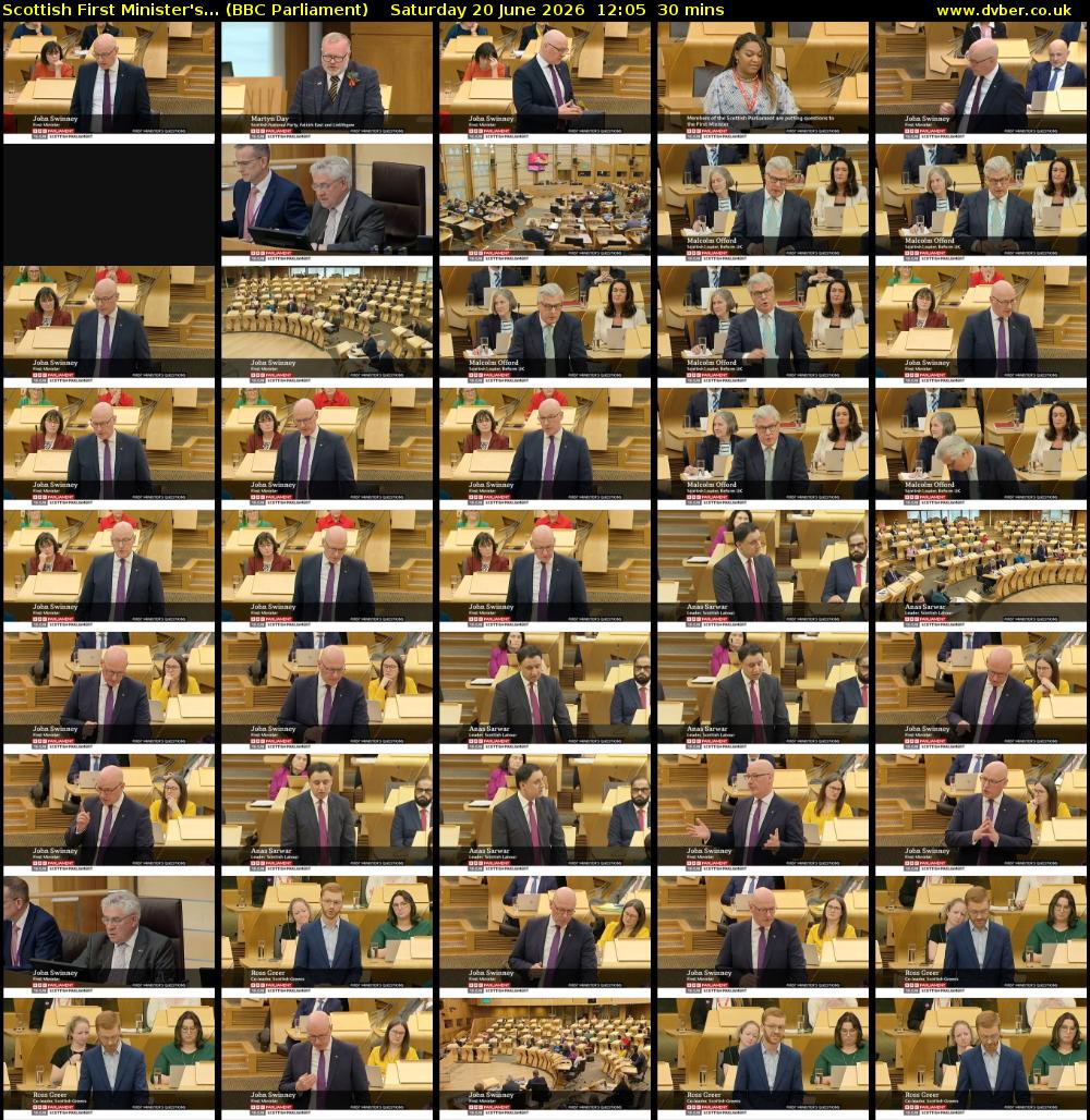 Scottish First Minister's... (BBC Parliament) Saturday 20 June 2026 12:05 - 12:35