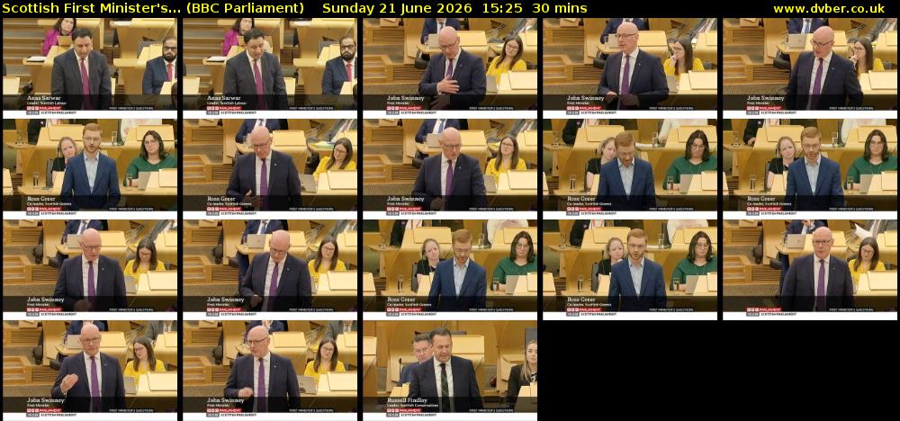 Scottish First Minister's... (BBC Parliament) Sunday 21 June 2026 15:25 - 15:55