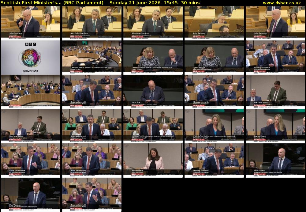 Scottish First Minister's... (BBC Parliament) Sunday 21 June 2026 15:45 - 16:15