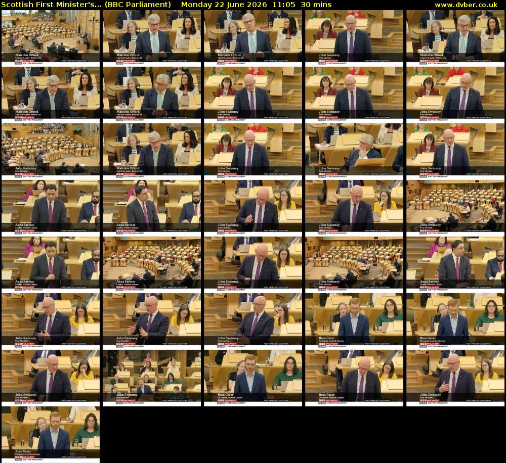 Scottish First Minister's... (BBC Parliament) Monday 22 June 2026 11:05 - 11:35