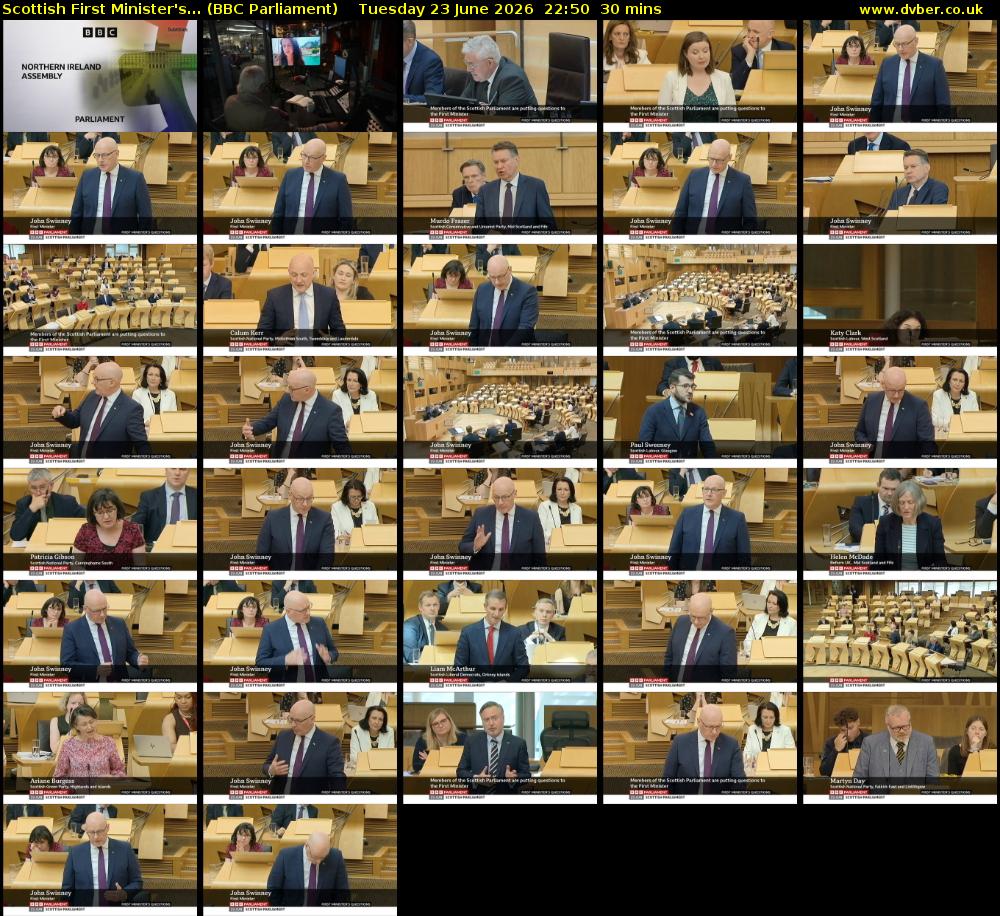 Scottish First Minister's... (BBC Parliament) Tuesday 23 June 2026 22:50 - 23:20