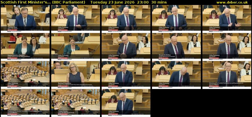 Scottish First Minister's... (BBC Parliament) Tuesday 23 June 2026 23:00 - 23:30