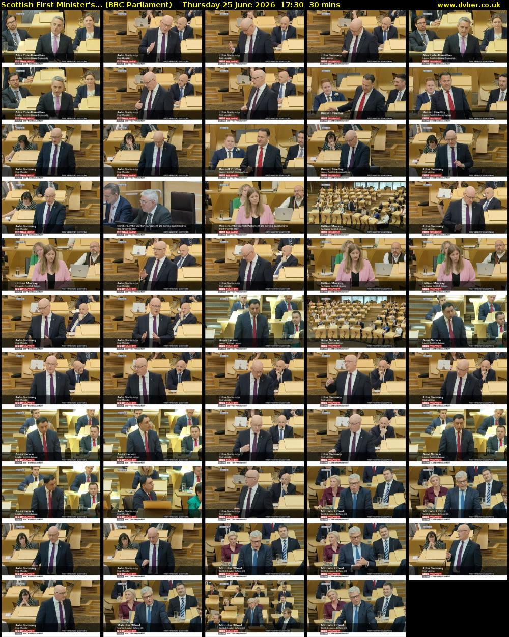 Scottish First Minister's... (BBC Parliament) Thursday 25 June 2026 17:30 - 18:00