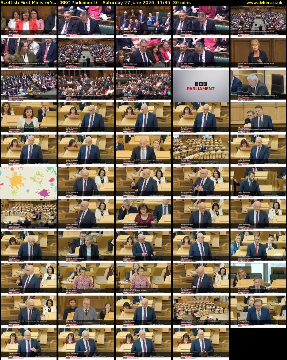 Scottish First Minister's... (BBC Parliament) Saturday 27 June 2026 11:35 - 12:05