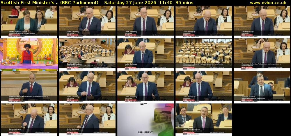 Scottish First Minister's... (BBC Parliament) Saturday 27 June 2026 11:40 - 12:15