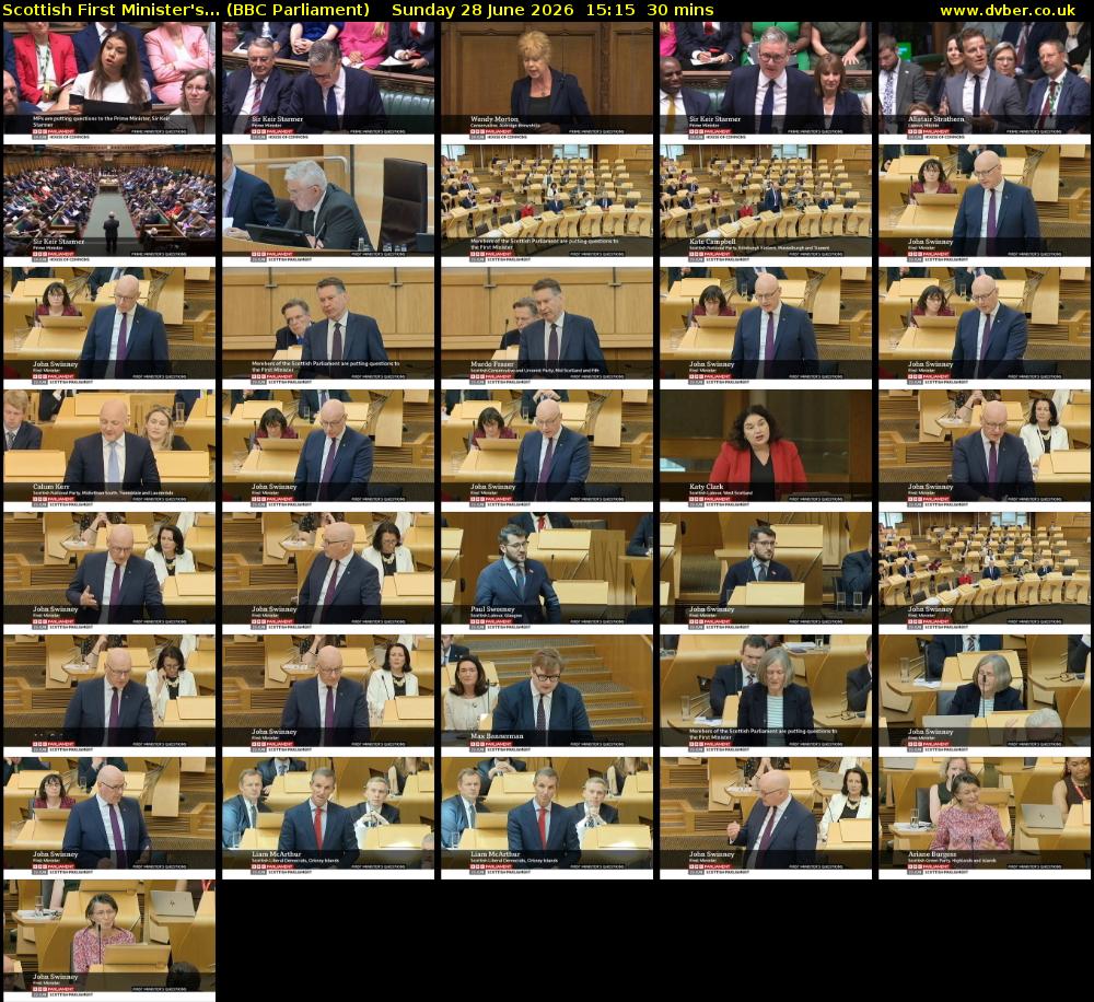 Scottish First Minister's... (BBC Parliament) Sunday 28 June 2026 15:15 - 15:45