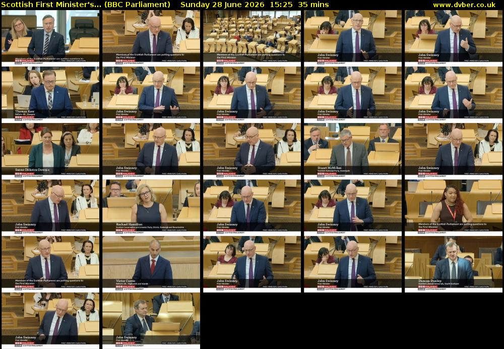 Scottish First Minister's... (BBC Parliament) Sunday 28 June 2026 15:25 - 16:00