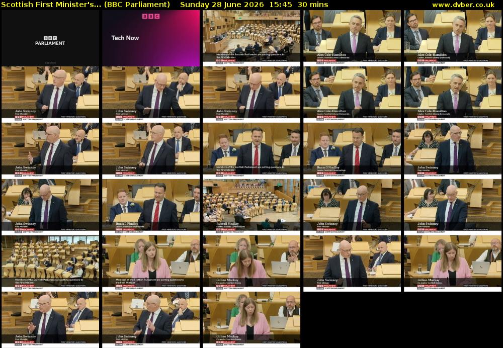 Scottish First Minister's... (BBC Parliament) Sunday 28 June 2026 15:45 - 16:15