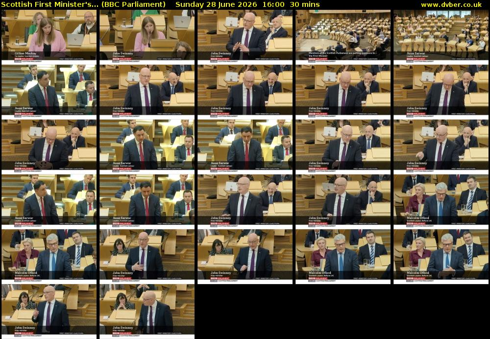 Scottish First Minister's... (BBC Parliament) Sunday 28 June 2026 16:00 - 16:30