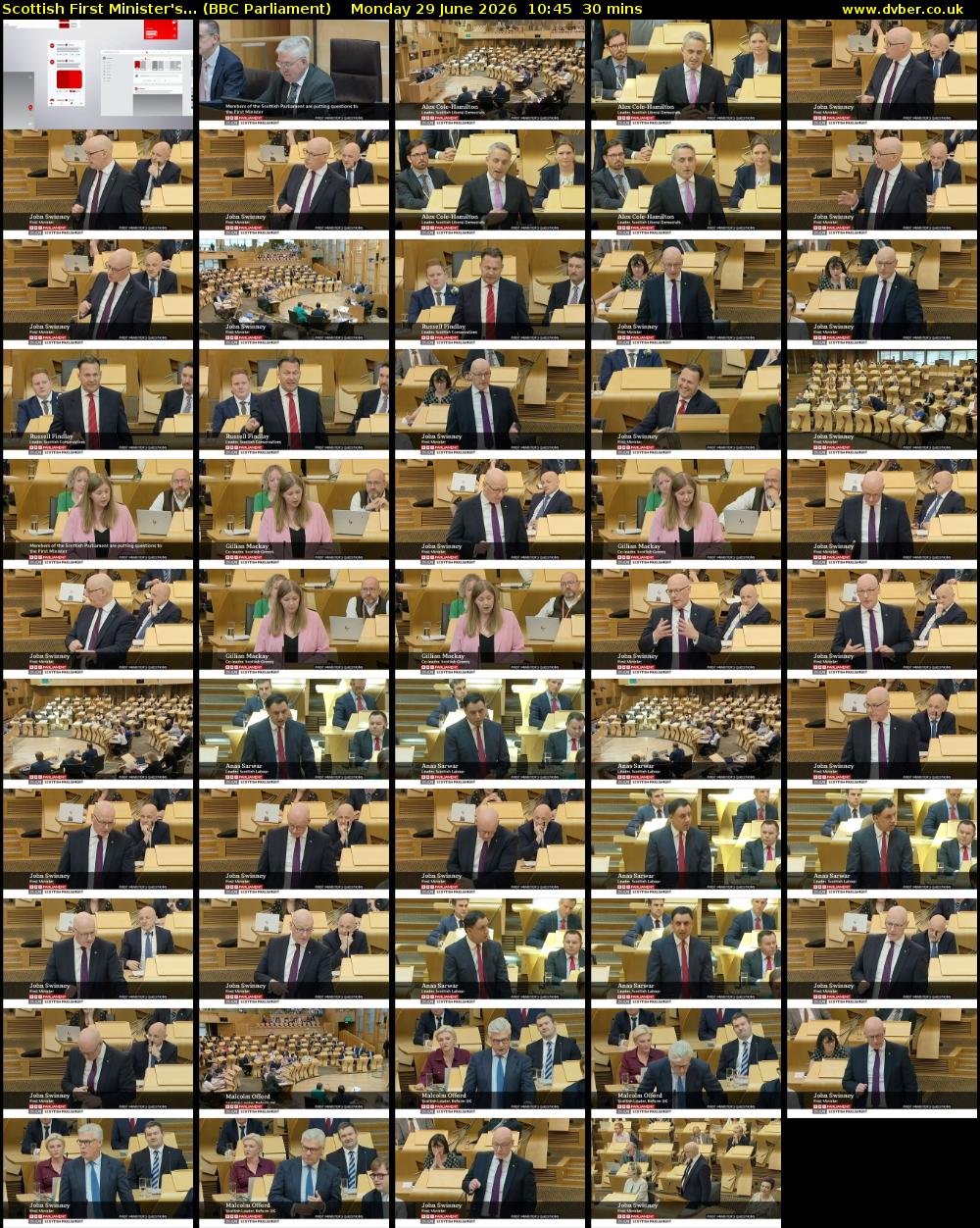 Scottish First Minister's... (BBC Parliament) Monday 29 June 2026 10:45 - 11:15