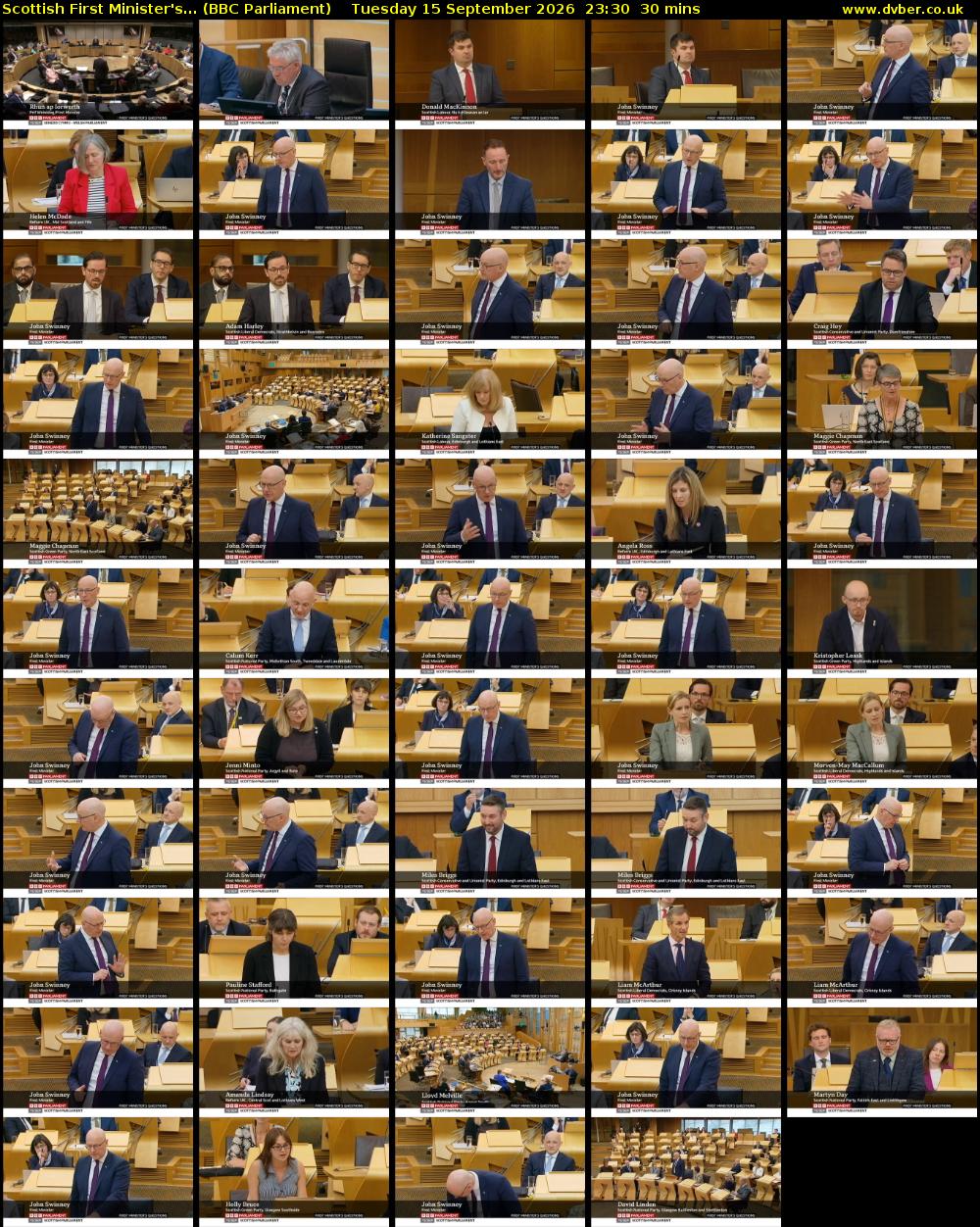 Scottish First Minister's... (BBC Parliament) Tuesday 15 September 2026 23:30 - 00:00