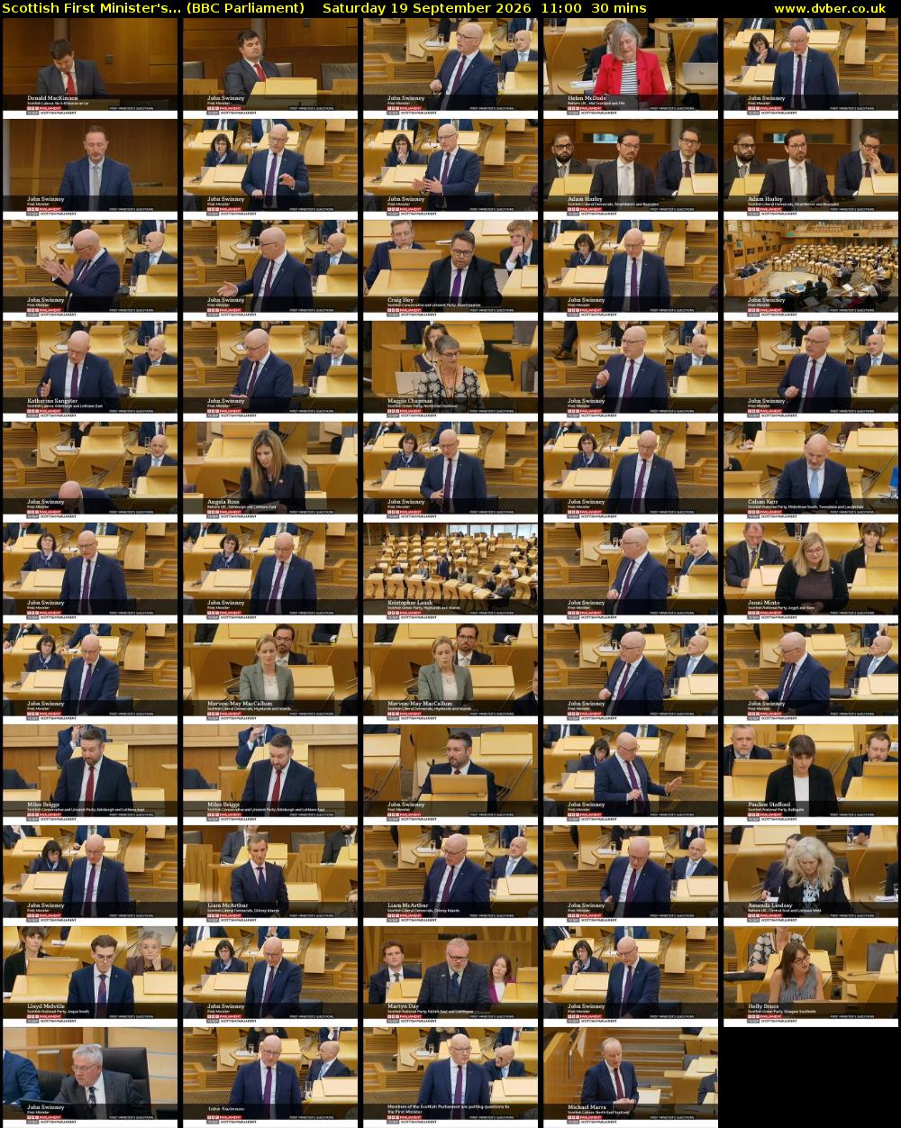 Scottish First Minister's... (BBC Parliament) Saturday 19 September 2026 11:00 - 11:30