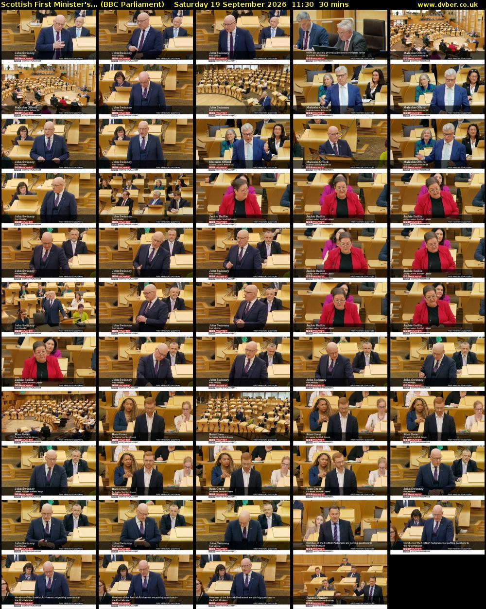 Scottish First Minister's... (BBC Parliament) Saturday 19 September 2026 11:30 - 12:00