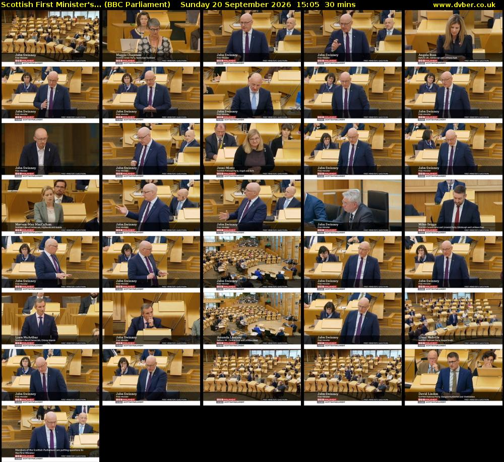 Scottish First Minister's... (BBC Parliament) Sunday 20 September 2026 15:05 - 15:35