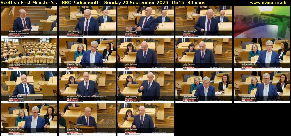 Scottish First Minister's... (BBC Parliament) Sunday 20 September 2026 15:15 - 15:45