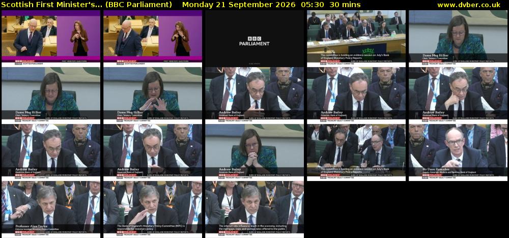 Scottish First Minister's... (BBC Parliament) Monday 21 September 2026 05:30 - 06:00