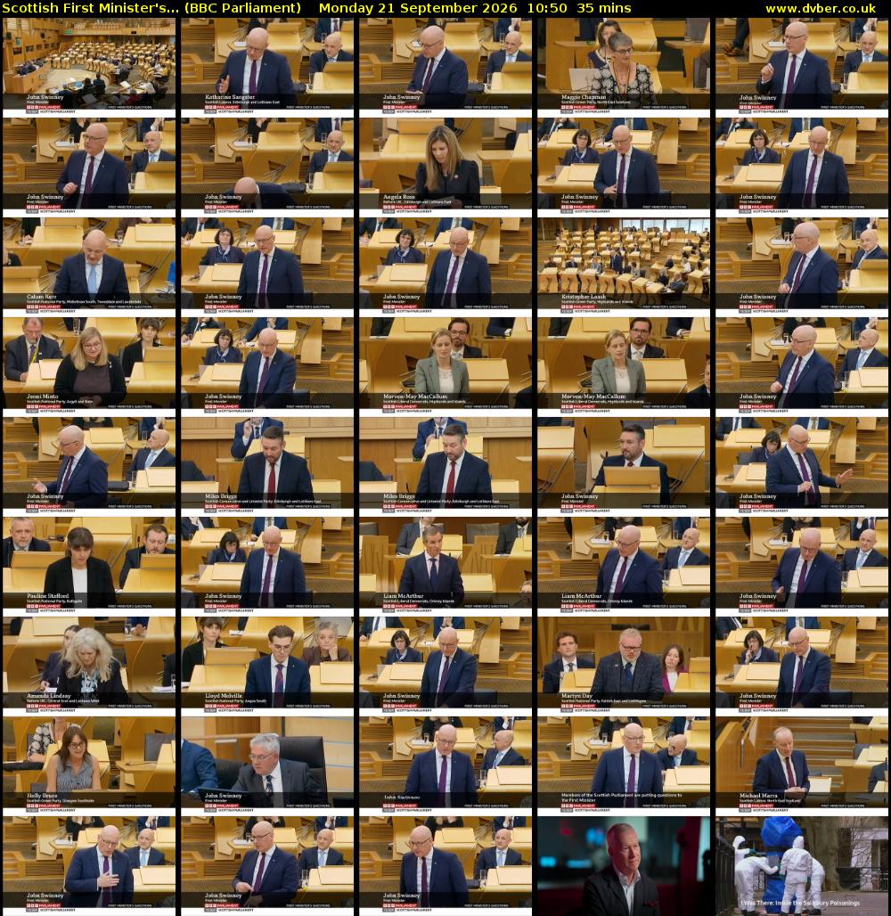 Scottish First Minister's... (BBC Parliament) Monday 21 September 2026 10:50 - 11:25