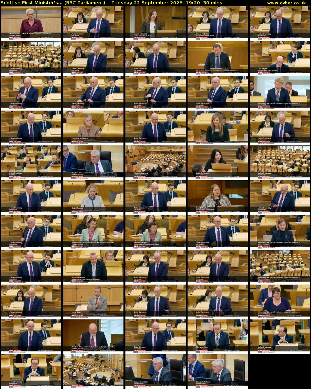 Scottish First Minister's... (BBC Parliament) Tuesday 22 September 2026 19:20 - 19:50