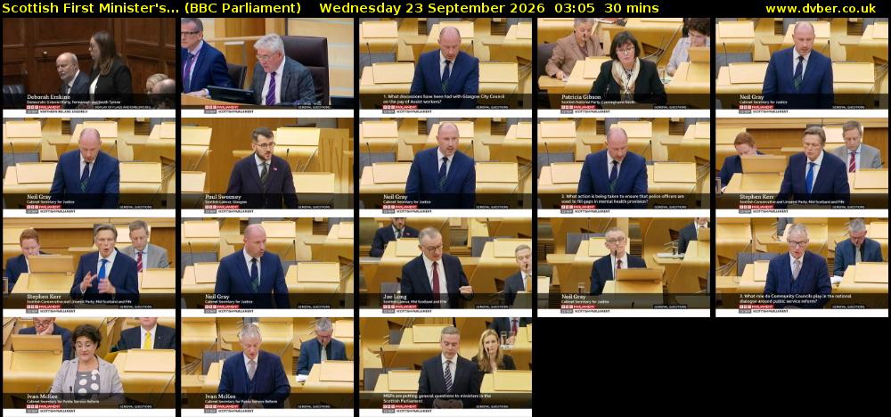 Scottish First Minister's... (BBC Parliament) Wednesday 23 September 2026 03:05 - 03:35