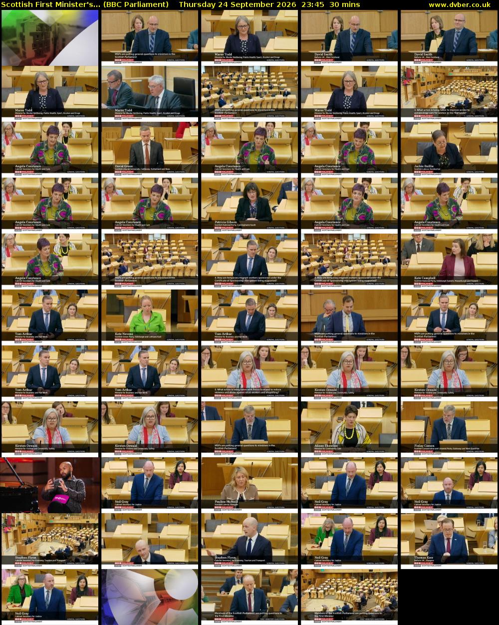 Scottish First Minister's... (BBC Parliament) Thursday 24 September 2026 23:45 - 00:15