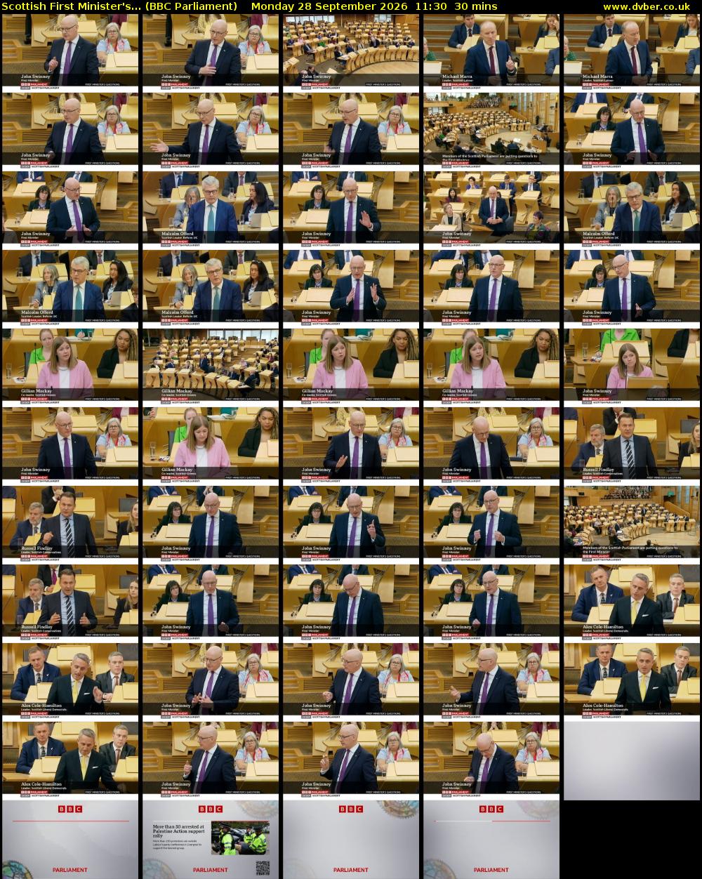 Scottish First Minister's... (BBC Parliament) Monday 28 September 2026 11:30 - 12:00