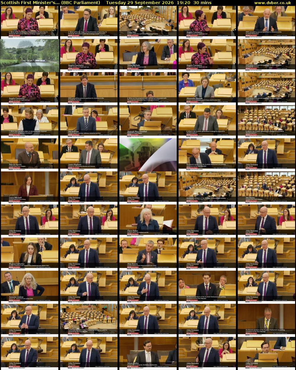 Scottish First Minister's... (BBC Parliament) Tuesday 29 September 2026 19:20 - 19:50