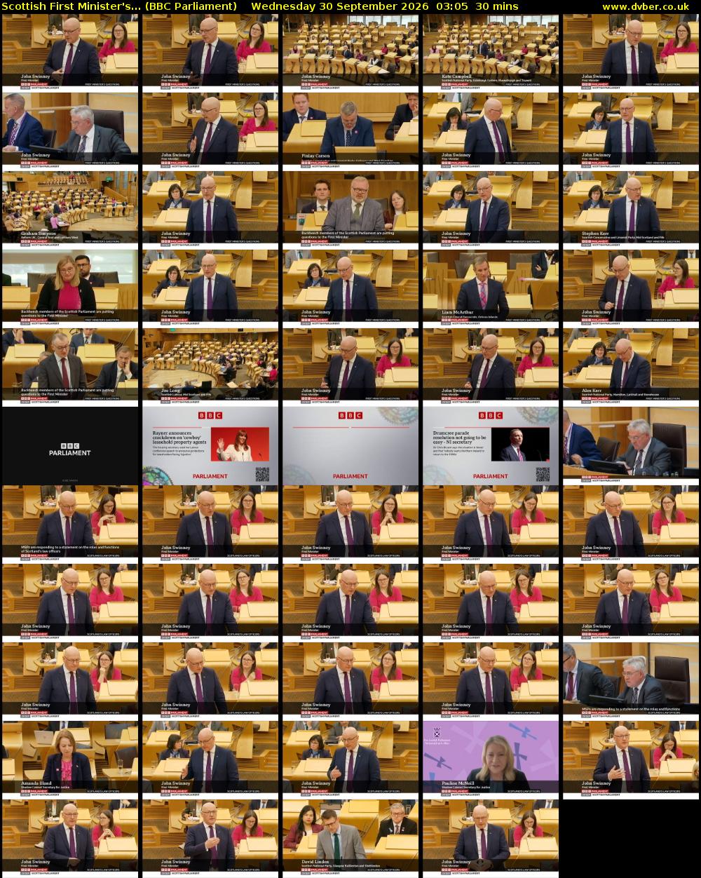 Scottish First Minister's... (BBC Parliament) Wednesday 30 September 2026 03:05 - 03:35